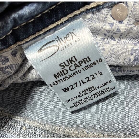 Silver Jeans Women's Mid Capri Jeans Suki Fluid Blue Denim Y2K Size 27 x 22.5 - Picture 4 of 7